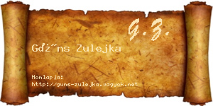 Güns Zulejka névjegykártya